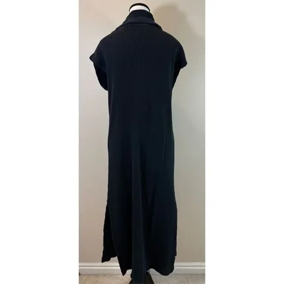 Free People Beach Black Cotton Short Sleeve Midi V-Neck Dress Women’s Small - Picture 3 of 13